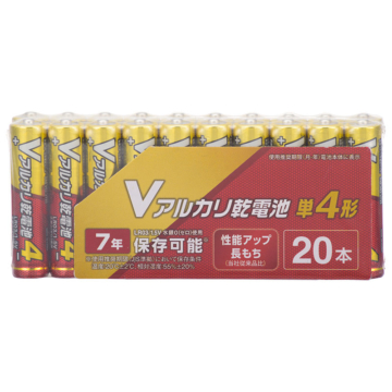 Vアルカリ乾電池 単4形 20本パック [品番]08-4038