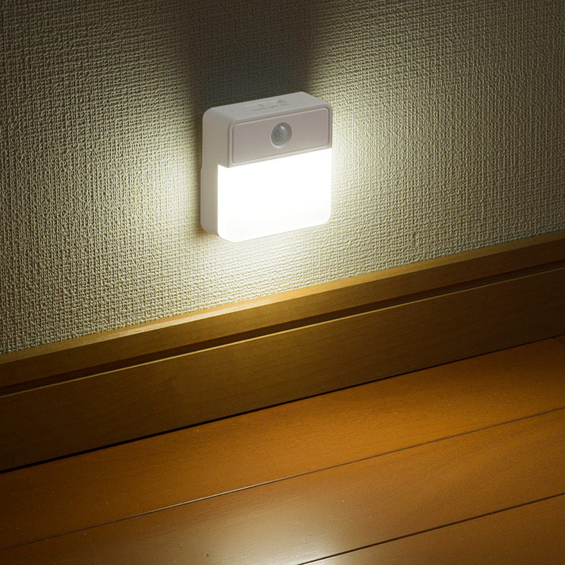 LEDセンサーナイトライト 明暗+人感 屋内用 40lm 電池式 [品番]06-4109 