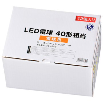 LED電球 E26 40形相当 電球色 12個入り [品番]06-4358