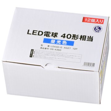 LED電球 E26 40形相当 昼光色 12個入り [品番]06-4360