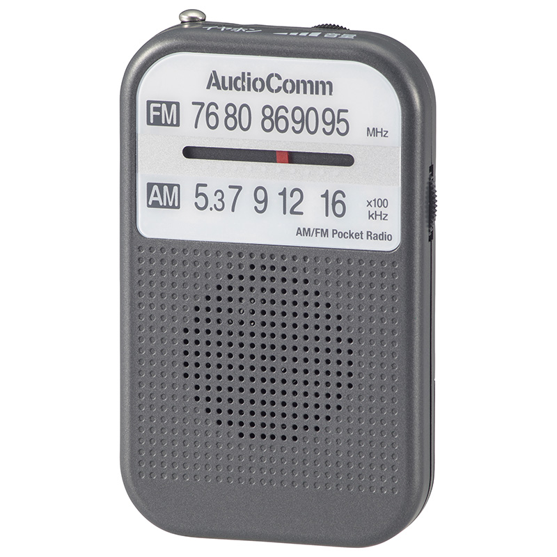 AudioComm AM/FMポケットラジオ グレー [品番]03-5522｜株式会社オーム電機