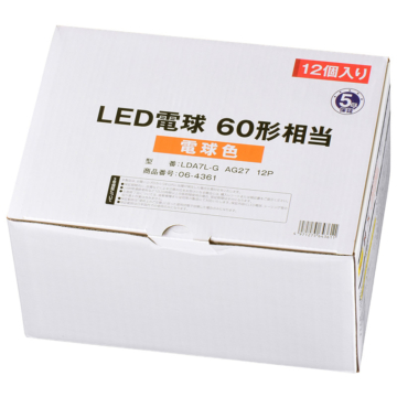 LED電球 E26 60形相当 電球色 12個入り [品番]06-4361