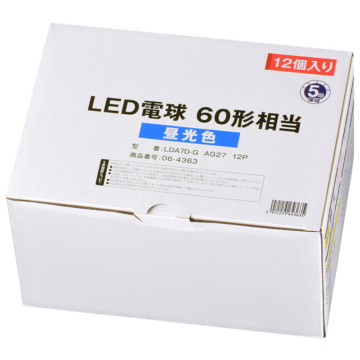 LED電球 E26 60形相当 昼光色 12個入り [品番]06-4363