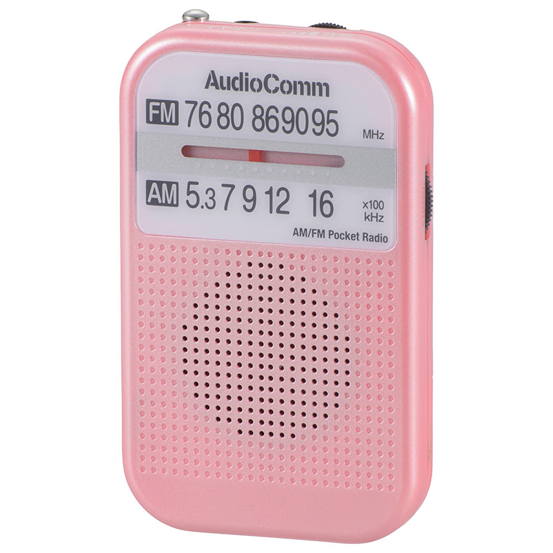 AudioComm AM/FMポケットラジオ ピンク [品番]03-5523｜株式会社オーム電機