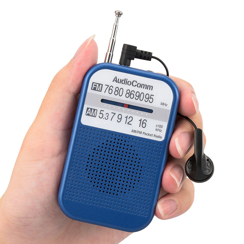 AudioComm AM/FMポケットラジオ ブルー [品番]03-5524｜株式会社オーム電機