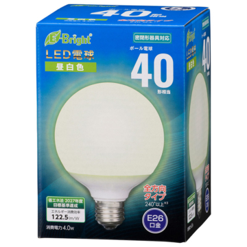 LED電球 ボール電球形 E26 40形 昼白色 全方向 [品番]06-4395