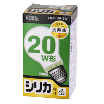 白熱電球 E26 20W形 シリカ 長寿命 [品番]06-0594