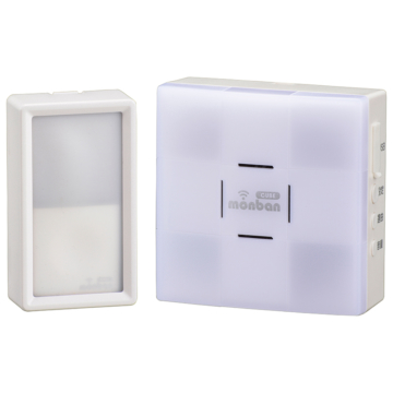 monban CUBE 防水押しボタン送信機＋光フラッシュ電池式受信機 [品番]08-0550