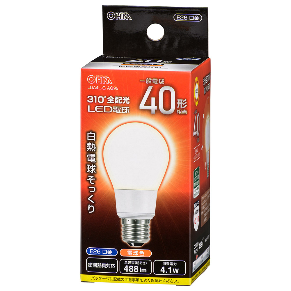 LED電球 E26 40形相当 電球色 [品番]06-3757｜株式会社オーム電機