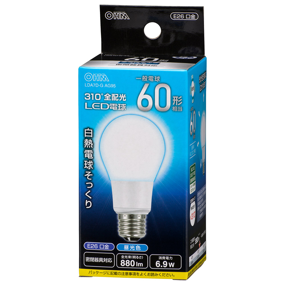 LED電球 E26 60形相当 昼光色 [品番]06-3760｜株式会社オーム電機