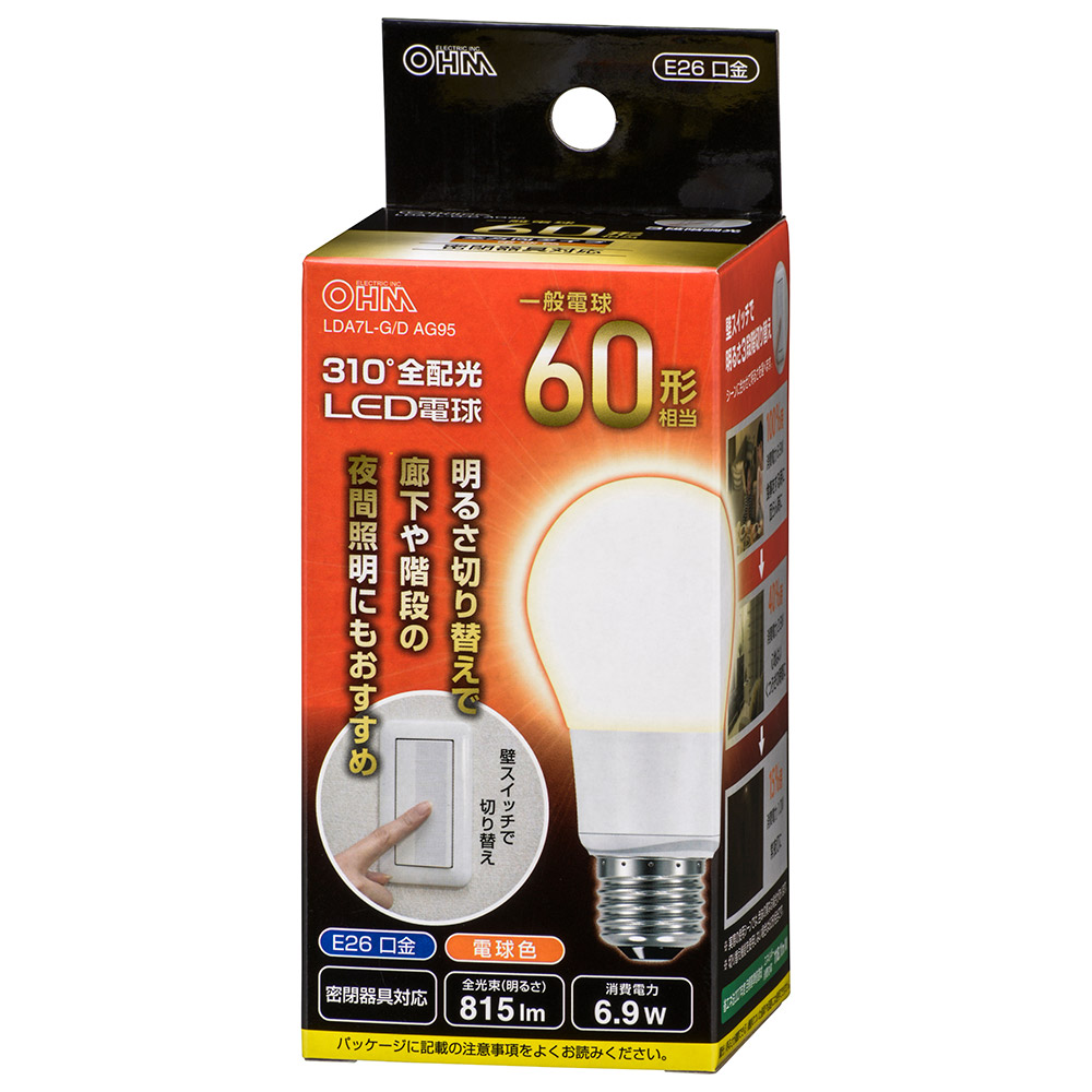 LED電球 E26 60形相当 3段階調光 電球色 [品番]06-3781｜株式会社 