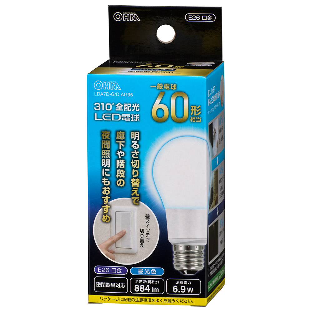 LED電球 E26 60形相当 3段階調光 昼光色 [品番]06-3782｜株式会社オーム電機