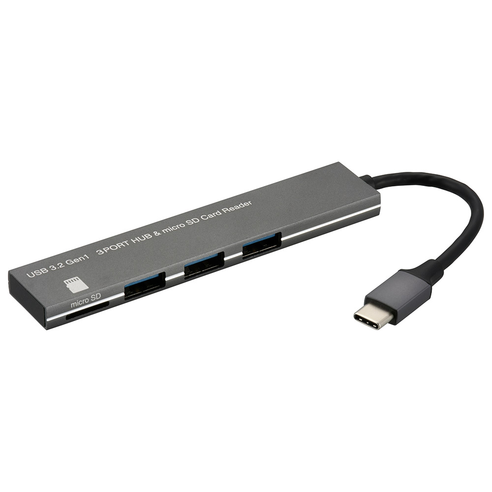 USBハブ 3ポート microSDカードリーダー付き USBType-Cコネクタ [品番]01-3976｜株式会社オーム電機