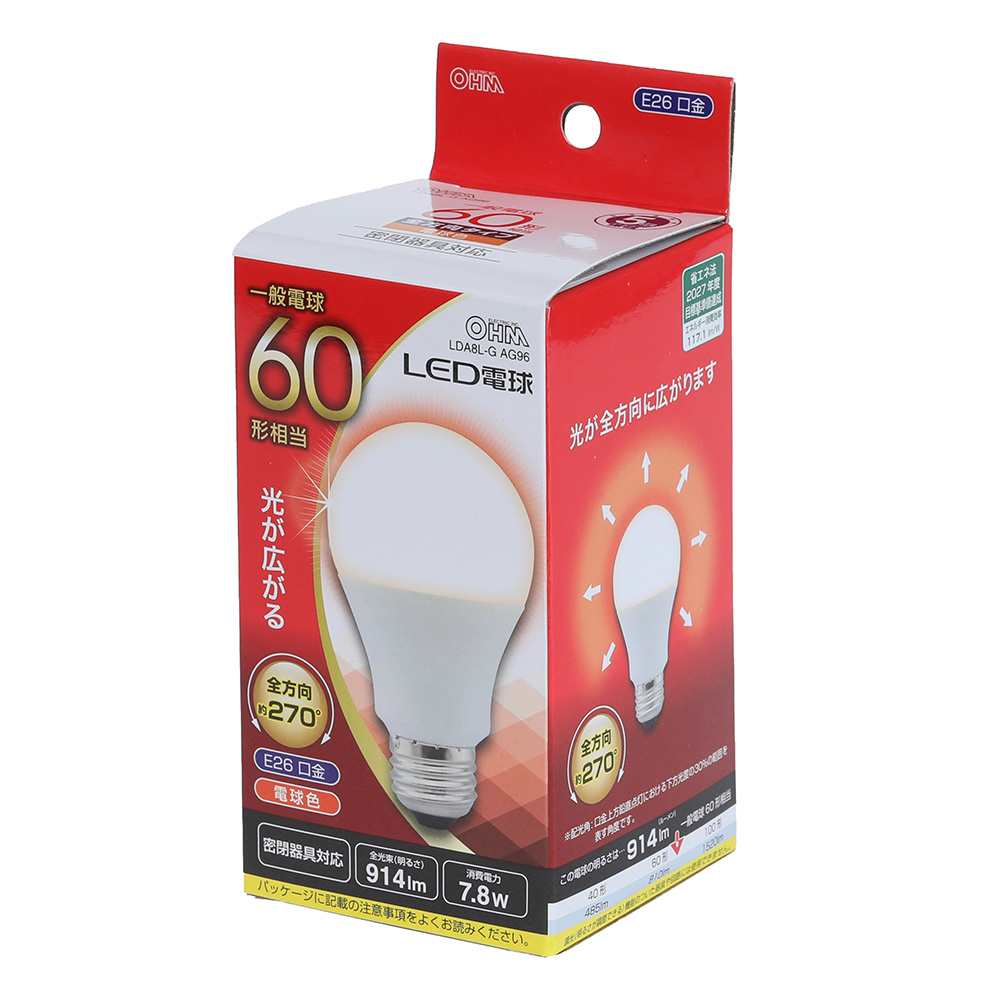 LED電球 E26 60形相当 電球色 [品番]06-4271｜株式会社オーム電機