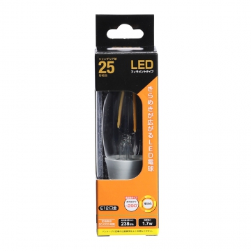 LEDフィラメントタイプシャンデリア球 E12 25形相当 電球色 [品番]06-3455