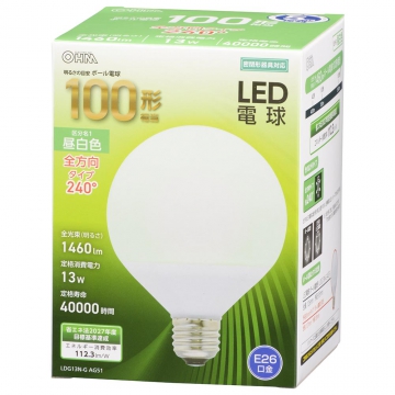 LED電球 ボール電球形 E26 100形相当 昼白色 [品番]06-3168