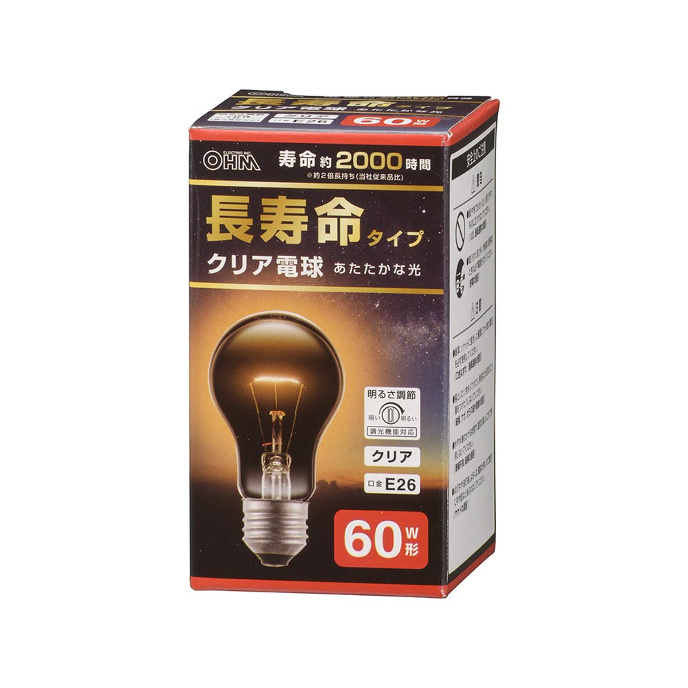 最大68％オフ！ OHM超寿命クリア電球40W形PS55日本製フィラメント使用
