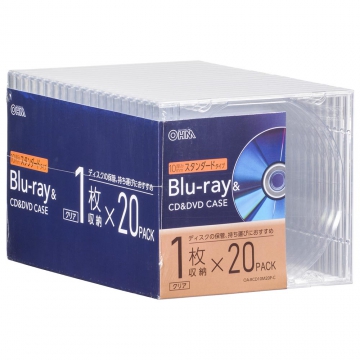 Blu-ray＆CD＆DVDケース 厚み10mmスタンダードタイプ クリア 20個パック [品番]01-7219