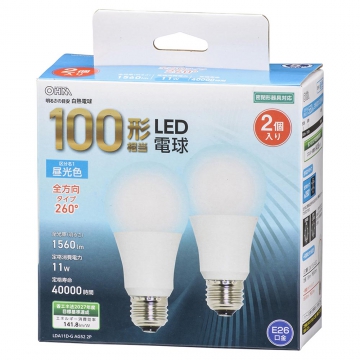 LED電球 E26 100形相当 昼光色 2個入 [品番]06-4715