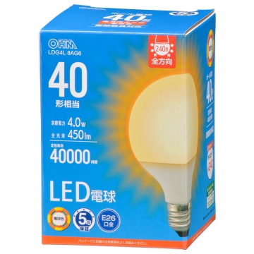 LED電球ボール電球形E26 40形相当 G80電球色 [品番]06-5523