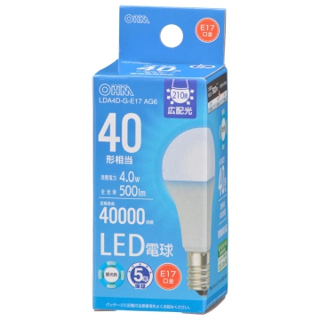 LED電球小形E17 40形相当 昼光色 [品番]06-5541