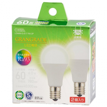 LED電球小形E17 60形相当 昼白色 2個入 [品番]06-5567