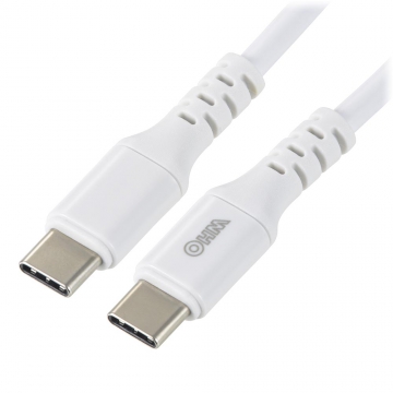 AudioComm_PD対応Type-Cケーブル USB-C to USB-C 1.5m ホワイト [品番]01-7195