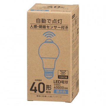 LED電球 E26 40形相当 人感・明暗センサー付 昼光色 [品番]06-0994