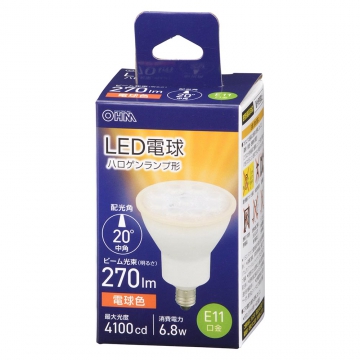 LED電球 ハロゲンランプ形 E11 中角タイプ 6.8W 電球色 [品番]06-4727