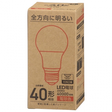 LED電球 E26 40形相当 電球色 [品番]06-4975