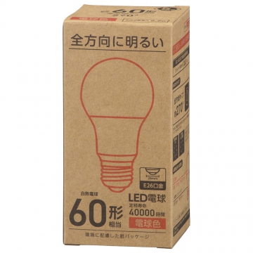LED電球 E26 60形相当 電球色 [品番]06-4978