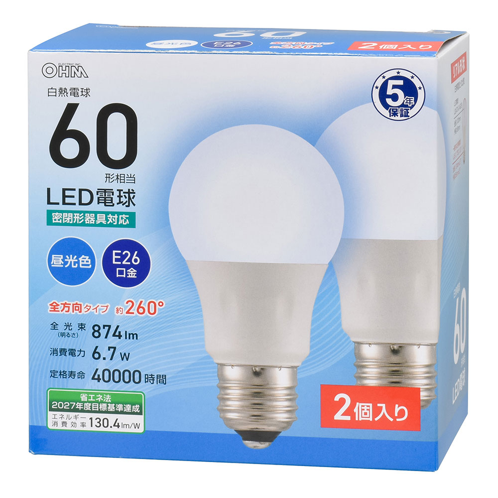 三菱電機 LDA6N-G/60/S-A LEDランプ 昼白色 全方向 一般電球60形 口金E26 『LDA6NG60SA』 :  lda6n-g60s-a : てかりま専科 - 通販 - Yahoo!ショッピング