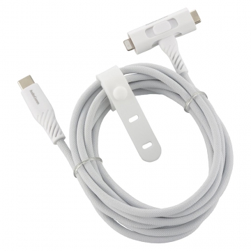 AudioComm さらさらUSBケーブル Lightning or Type-CtoC 片側切り換え式 2ｍ [品番]01-7262