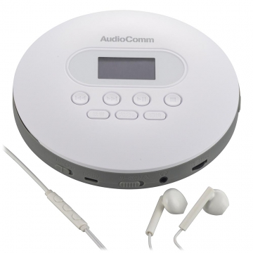 AudioComm ポータブルCDプレーヤー ホワイト [品番]03-5089