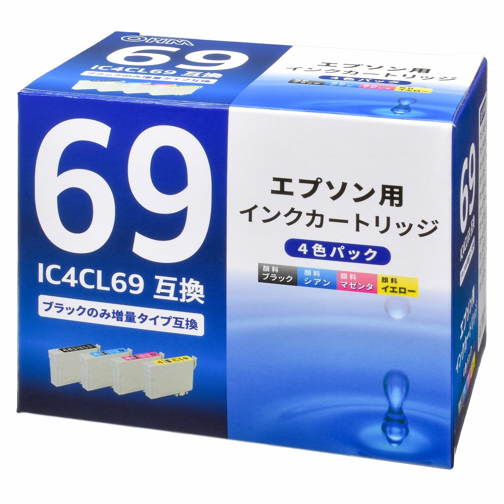 エプソン互換 IC4CL69 顔料4色 ブラック増量 [品番]01-4130