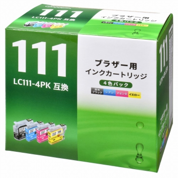 ブラザー互換 LC111-4PK 顔料ブラック＋染料3色 [品番]01-4186