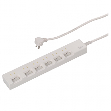 雷ガード付電源タップ 6個口 1.5m [品番]00-1076
