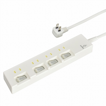 雷ガード付電源タップ 4個口 1.5m 白 [品番]00-1078