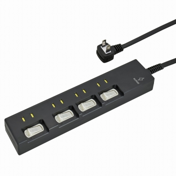 雷ガード付電源タップ 4個口 1.5m 黒 [品番]00-1079