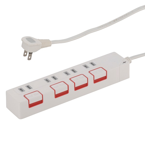 雷ガード＆個別押しボタンスイッチ付き 節電タップ 4個口 1.5m [品番