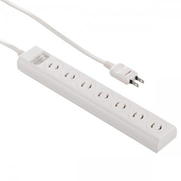 集中スイッチ付き 2ピンプラグ対応 抜け止めタップ 7個口 2m [品番]00-1280