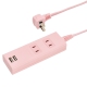 USB付電源タップ 2個口 1m ピンク [品番]00-1404