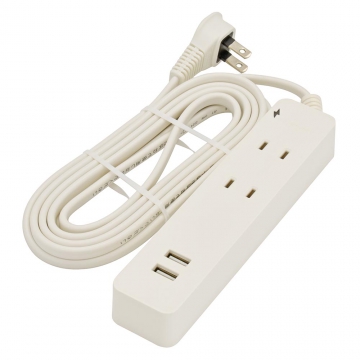 2個口タップ 雷ガード/USBポート付き 3m [品番]00-1657