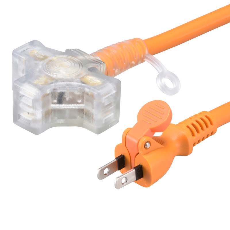 らく抜き＆通電ランプ付 作業用延長コード 3個口 10m オレンジ [品番