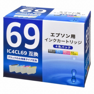 エプソン互換 IC4CL69 顔料4色 ブラック増量 [品番]01-4130