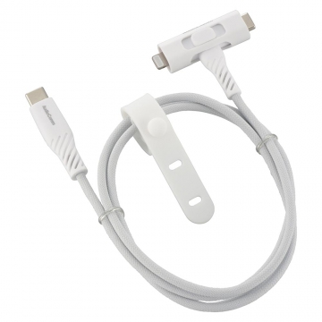 AudioComm さらさらUSBケーブル Lightning or Type-CtoC 片側切り換え式 1ｍ [品番]01-7260