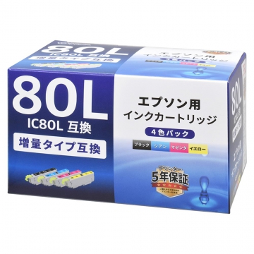 エプソン互換インク IC80L 増量タイプ 4色パック [品番]01-7797