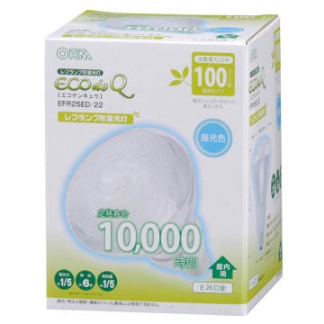 電球形蛍光灯 レフランプ形 E26 100形相当 昼光色 エコデンキュウ [品番]04-3271