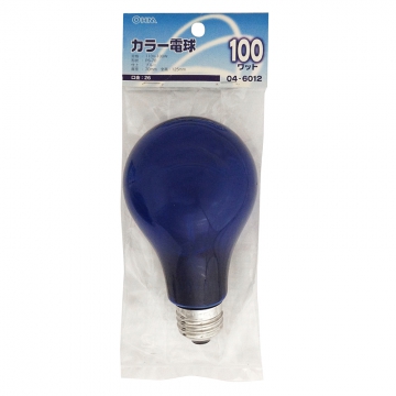 白熱カラー電球 E26 100W ブルー [品番]04-6012