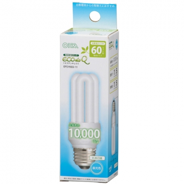 電球形蛍光灯 D形 E26 60形相当 昼光色 エコデンキュウ [品番]06-0045